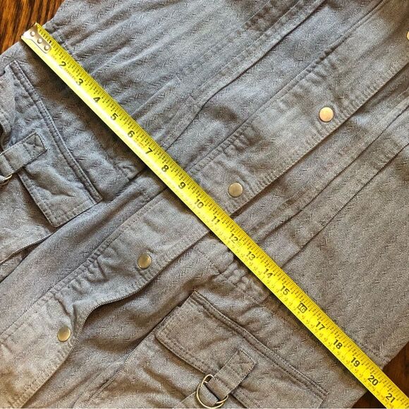 FREE PEOPLE Women’s Denim Full Zip Button Down Large Pocket Jacket Size 12 - Picture 7 of 12